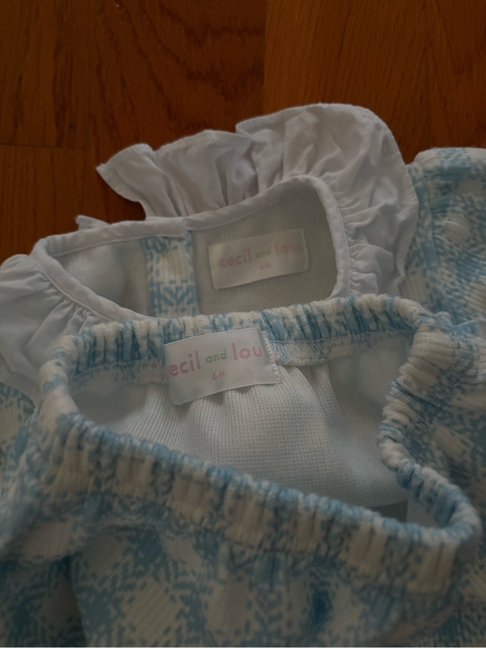 Cecil & Lou Blue Gingham Sweater & Bloomers Set - Picture 2 of 3